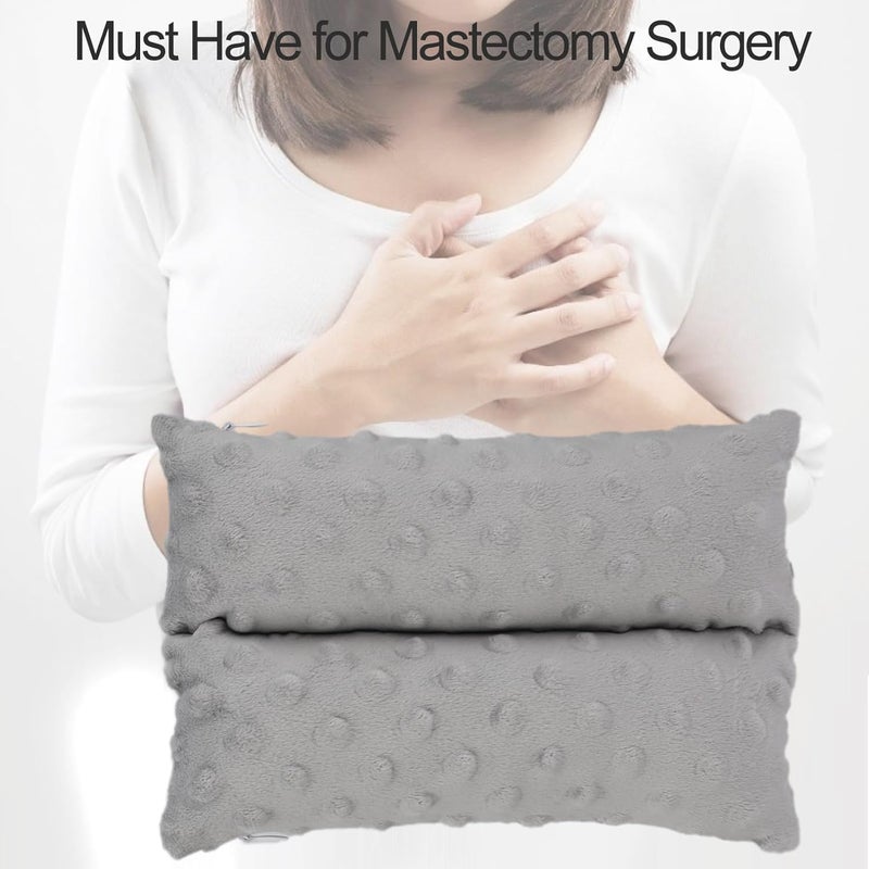 HapiPoppy Port Pillows Chemo Port Pillow for Seatbelt Chest Protector Chemo Patients Pacemaker Heart Surgery Recovery Support Cushion Gifts Women Minky Dot Light Gray - Image 5